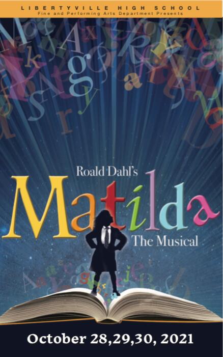 Matilda show poster with lots of letters